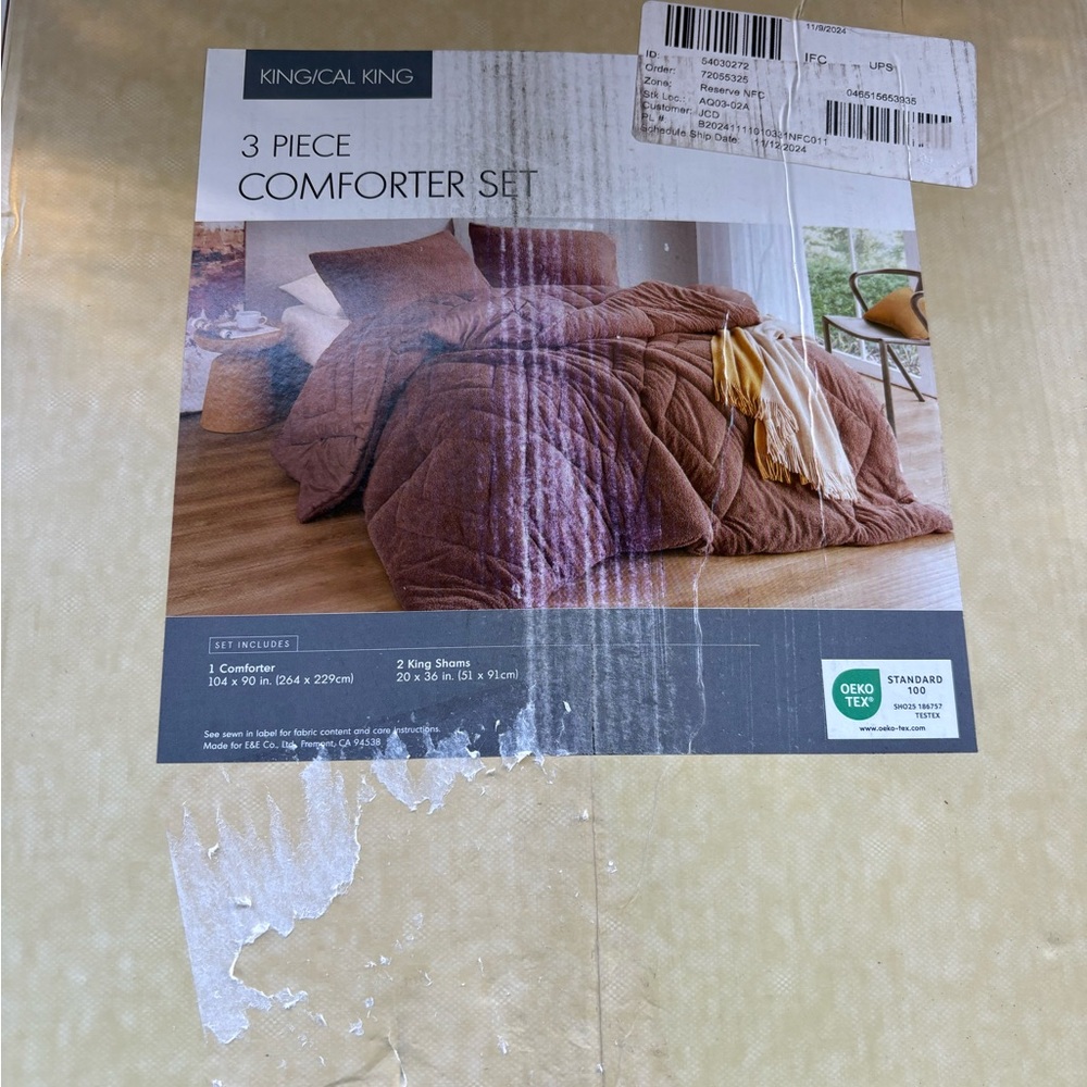 Cozy Brown Quilted Comforter Set - Picture 3 of 4